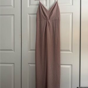 Adrianna Papell Pink and Silver Sparkling Slip Dress Spaghetti Strap V-Neck
